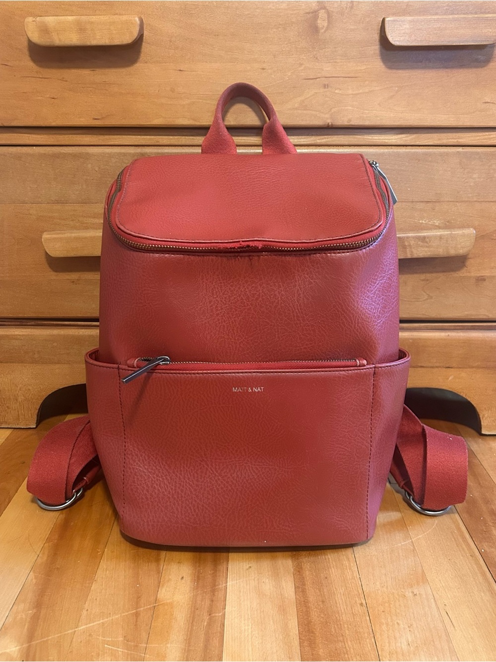 Matt & Nat Red Vegan Leather Backpack
